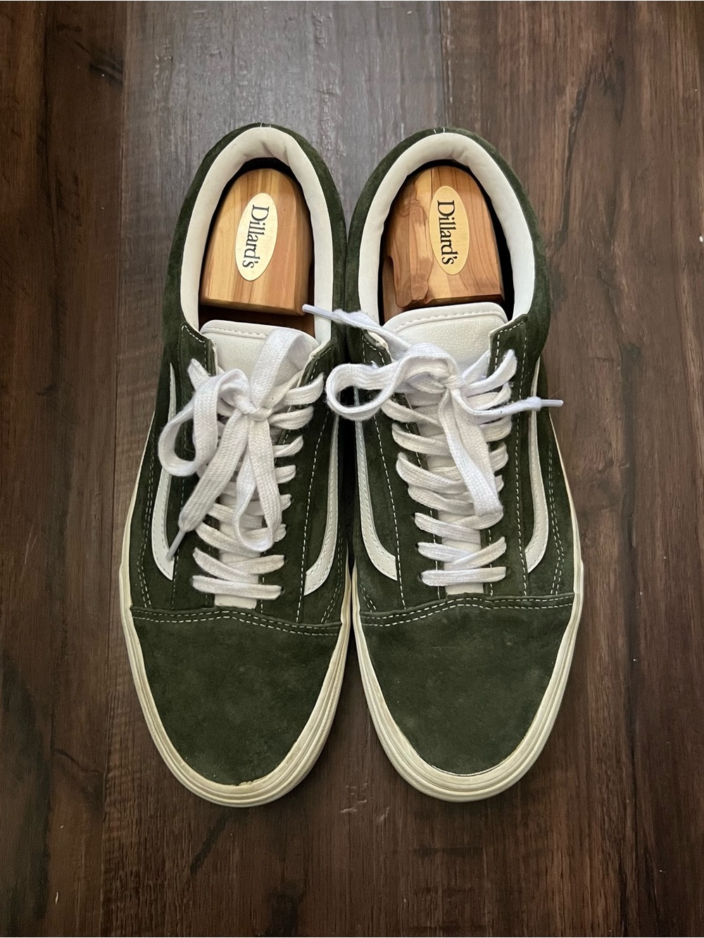 Vans Green and White Pig Suede Old Skool Sneakers